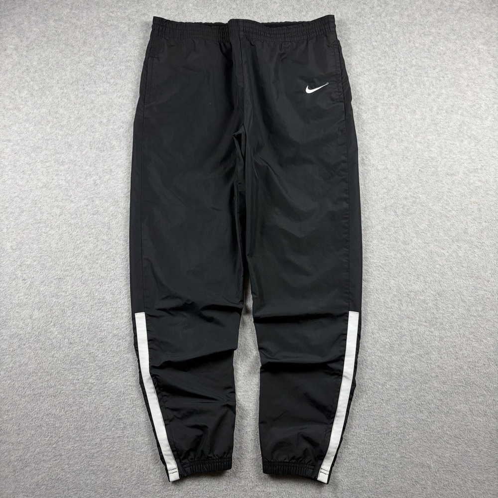 Vintage Nike Pants Women's XL 18-20 Black‎ Striped Track Tapered Ankle Zips Y2K